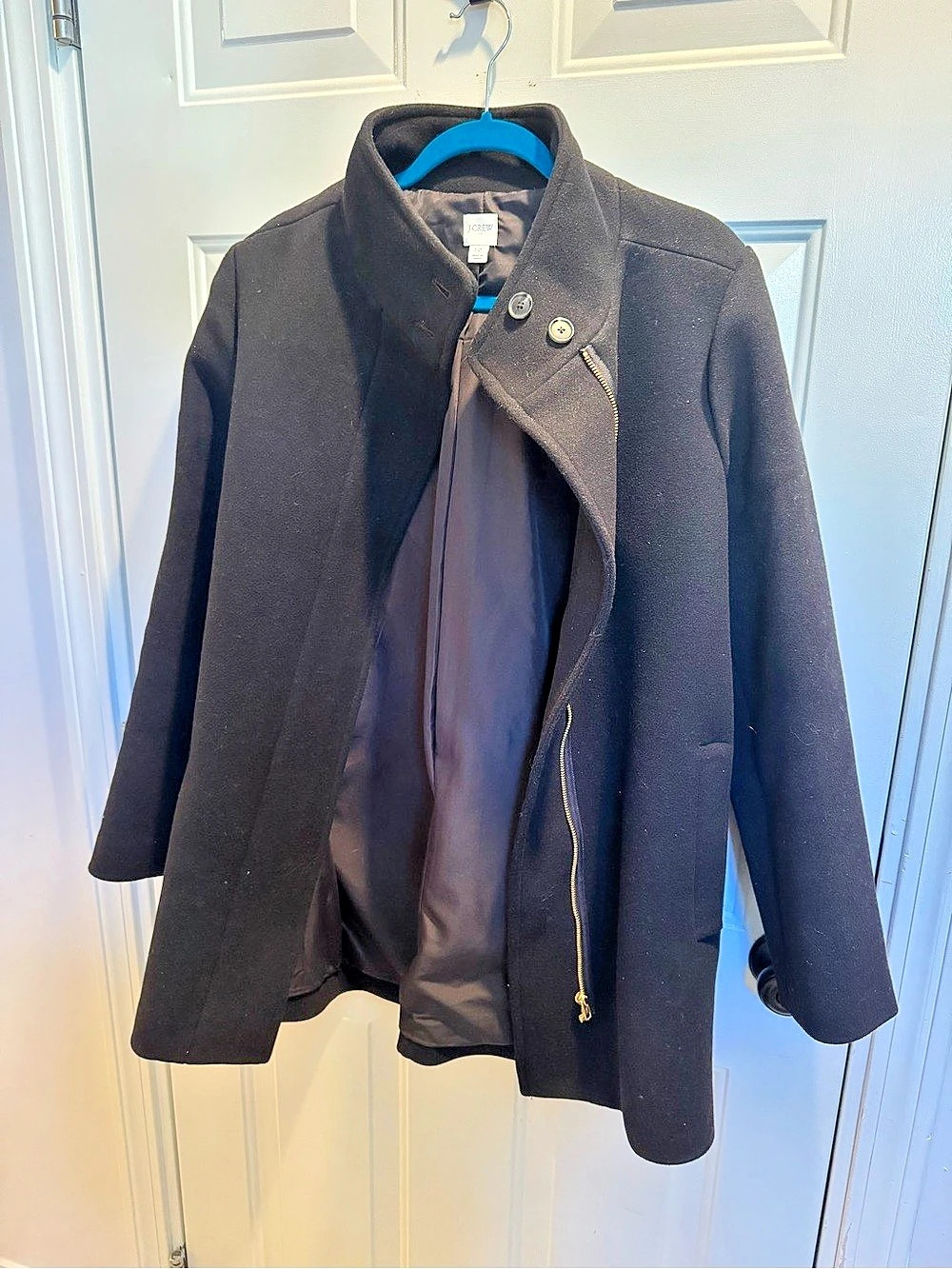 J.Crew Wool-Blend Pea Coat in Black Size 12 Like New